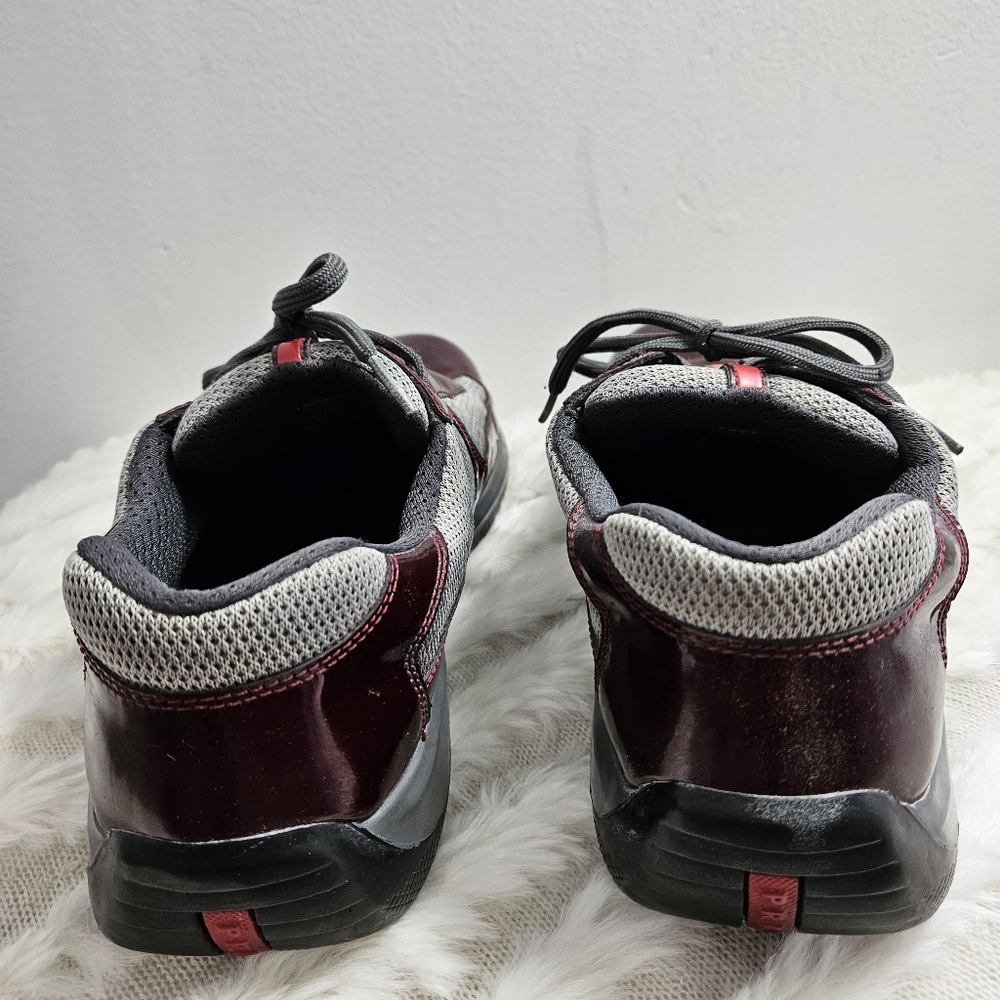 Prada Designer Men's Colorblock Burgundy Shoes - Picture 4 of 15